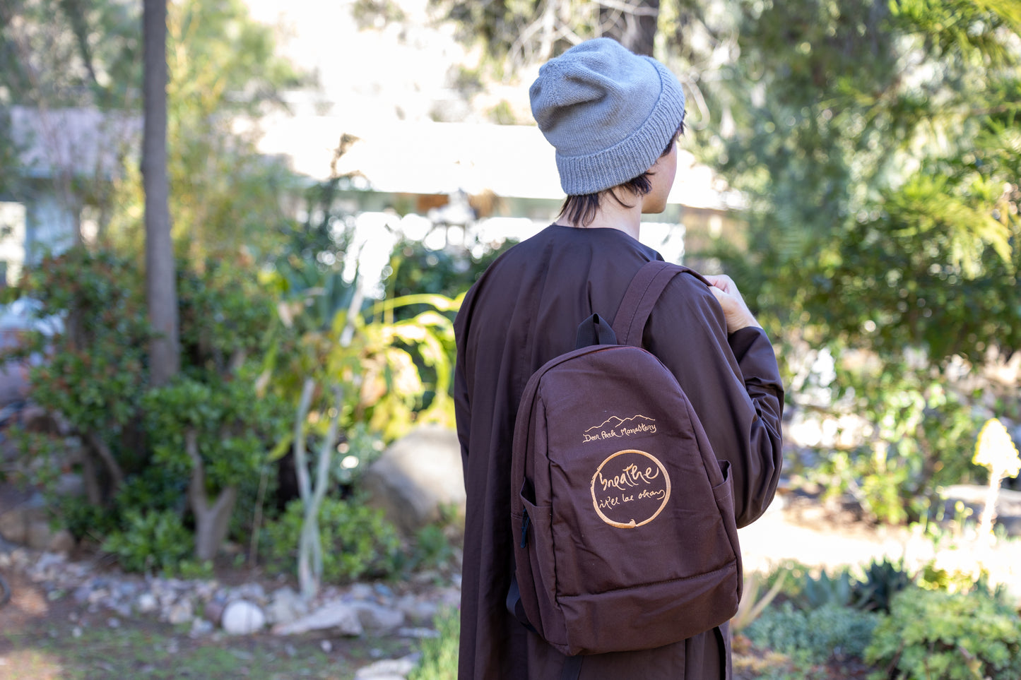 Backpack with Embroidered Calligraphy